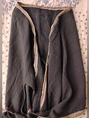 Habitat Organic Cotton Lightweight Softest Gauze Gray And Beige Cape Shawl Large